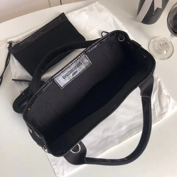 BALENCIAG巴黎世家 NAVY CABAS 子母購物袋 黑色帆布袋  BL1626